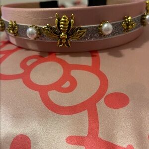 Fashion Gold Bee 🐝 Pink, Pearls, and Silver Embellished Headband